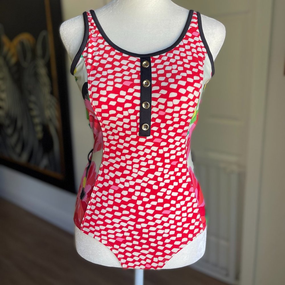 Lime Ricki Retro Print Swimsuit